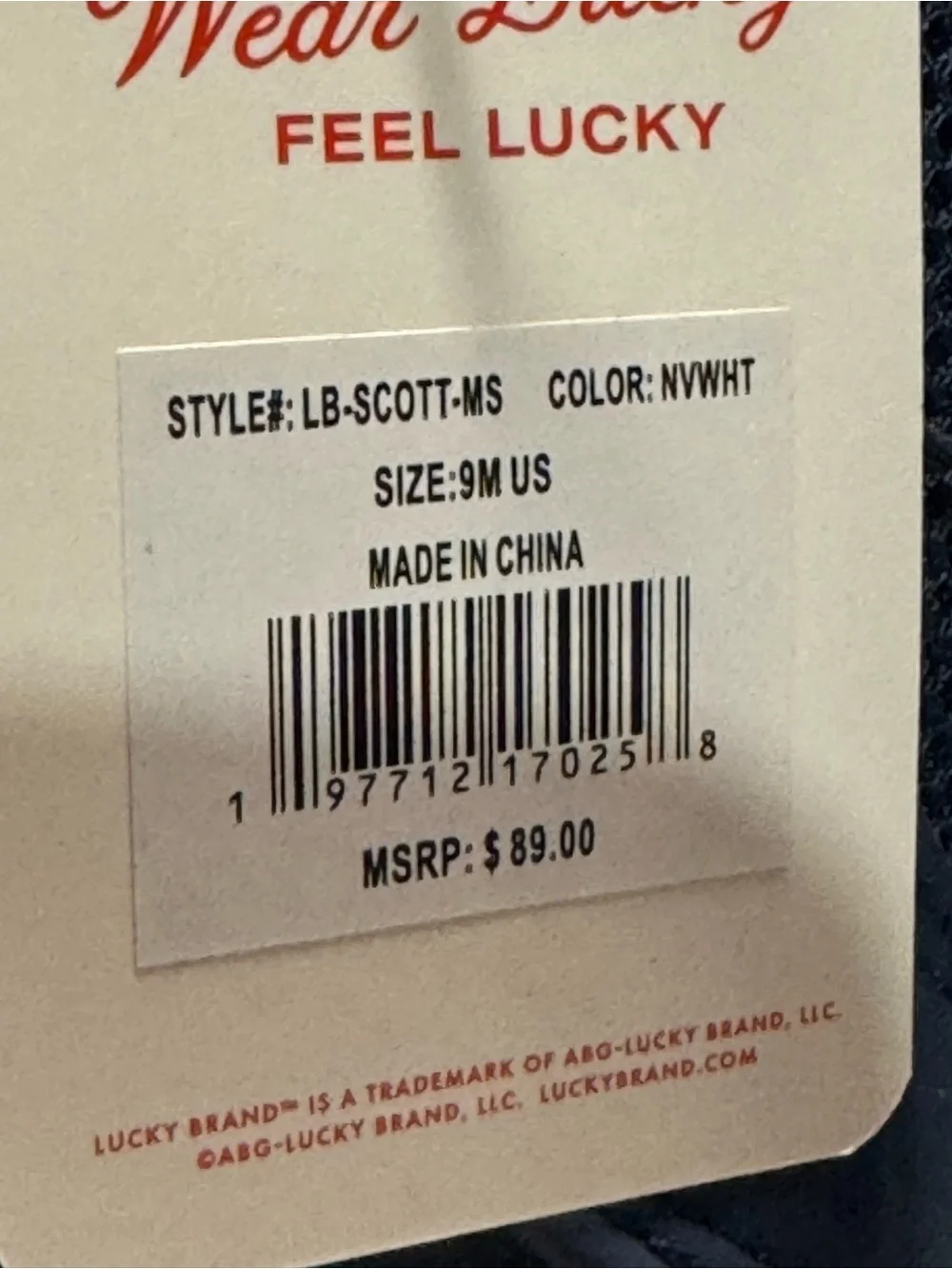 Men’s Lucky Brand Navy and White Low-Top Sneakers with Leather Tongue Tab
